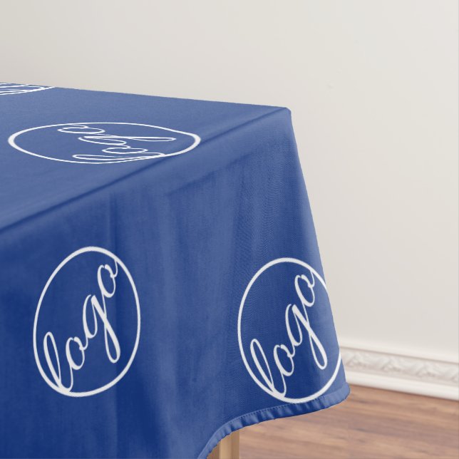 Custom Blue Restaurant Trade Show Logo Business Tablecloth (In Situ)