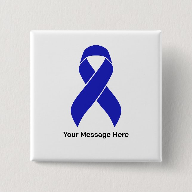 Custom Blue Ribbon Colon Cancer Awareness Button (Front)