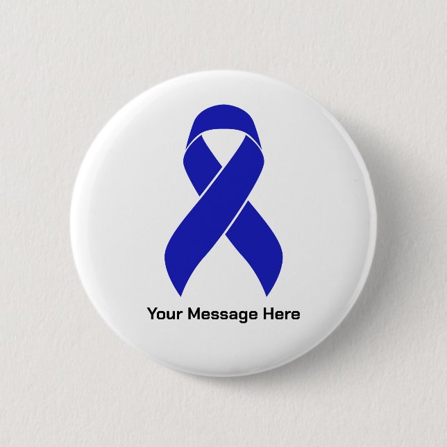 Custom Blue Ribbon Colon Cancer Awareness Button (Front)