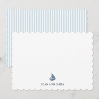 Custom Blue Sailboat Logo Nautical Thank You Card