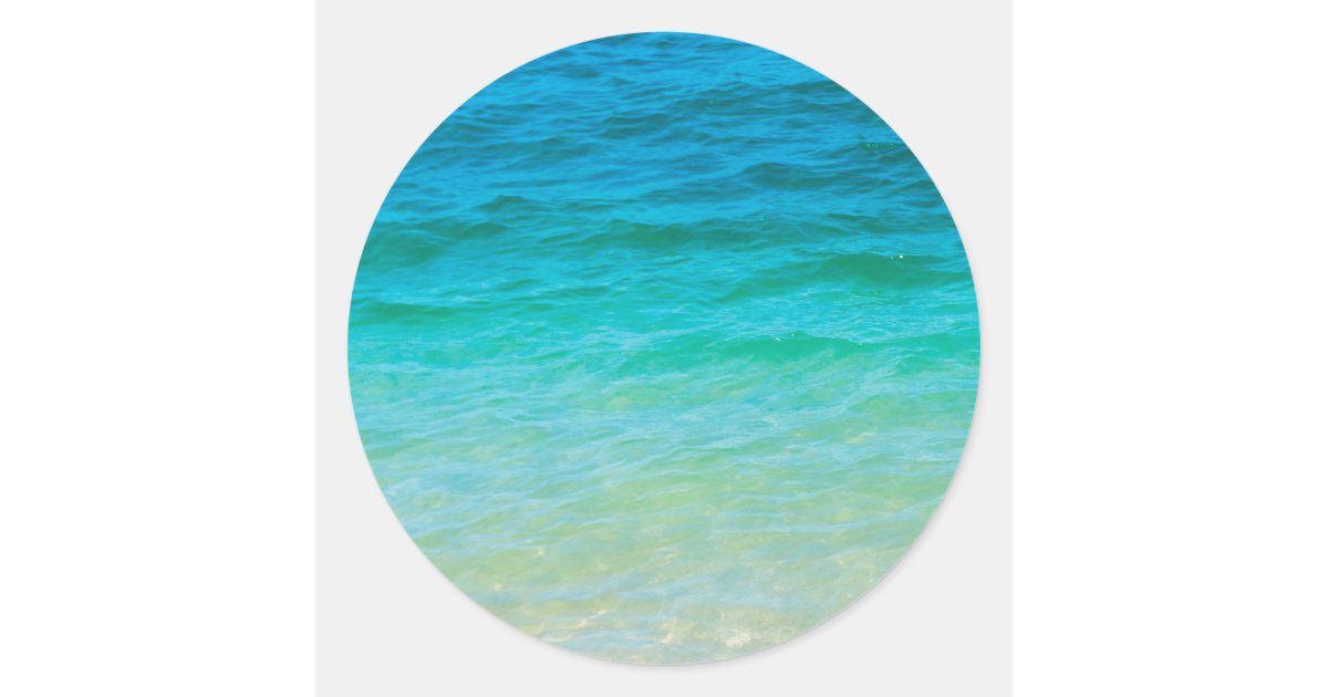 Custom Blue Sea Waves Blank Template Elegant Classic Round Sticker | Zazzle