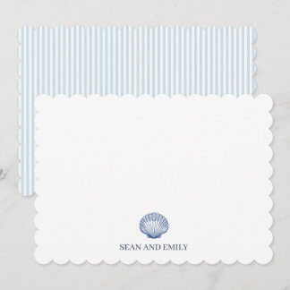 Custom Blue Seashell Logo Nautical Stationary Thank You Card