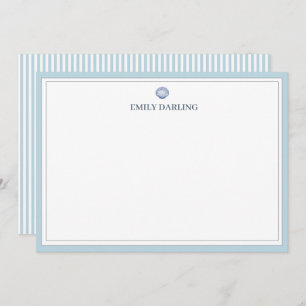 Custom Blue Seashell Logo Nautical Stationary Thank You Card