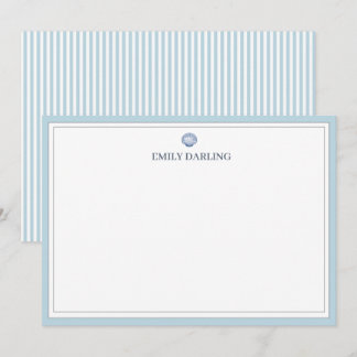 Custom Blue Seashell Logo Nautical Stationary Thank You Card