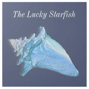 Custom Blue  Shells Nautical Seashell Watercolor Gallery Wrap