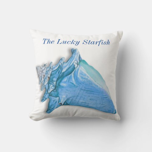 Custom Blue  Shells Nautical Seashell Watercolor T Throw Pillow