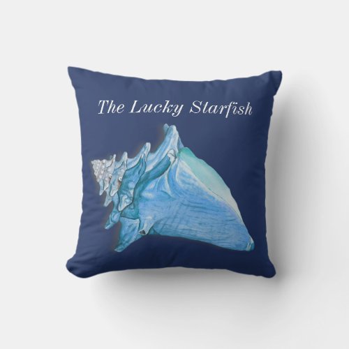 Custom Blue  Shells Nautical Seashell Watercolor Throw Pillow