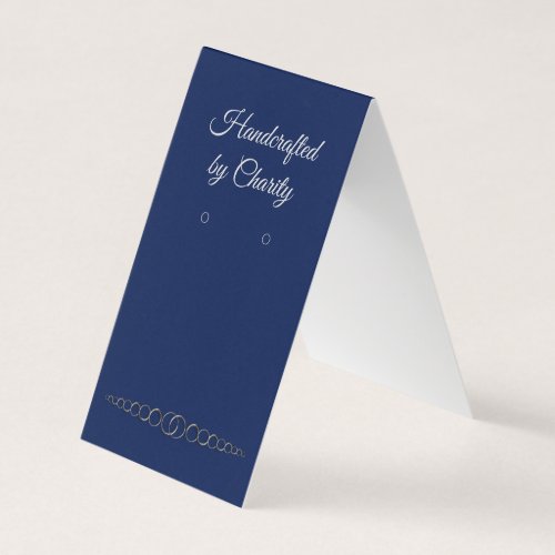 Custom Blue Silver Flourish Tented Earring Card