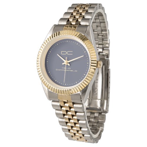 Custom Blue Silver Gold Two_Tone Watch