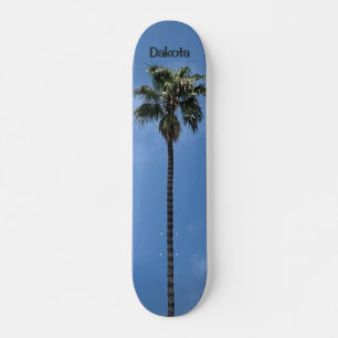 Custom Blue Sky Palm Tree Name Skateboard