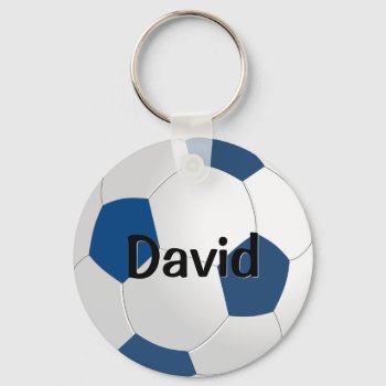 Custom Blue Soccer Keychain (keyring) by SoccerMomsDepot at Zazzle