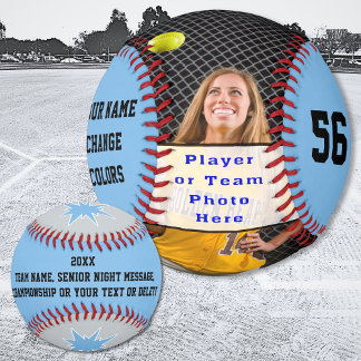 Custom Blue, Softball Picture Ball, Change COLORS.