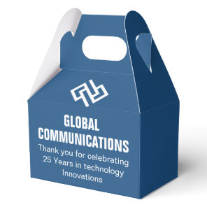 Custom Blue Software Company Anniversary Party Favor Boxes