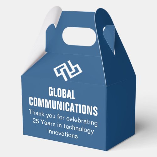 Custom Blue Software Company Anniversary Party Favor Boxes
