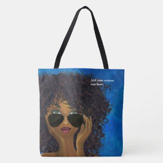 Custom Blue Sorority Black Art Tote Bag