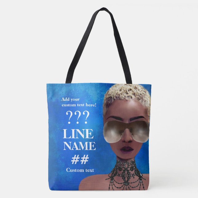 Custom Blue Sorority Black Art Tote Bag (Front)