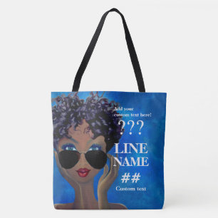 Custom Blue Sorority Black Art Tote Bag