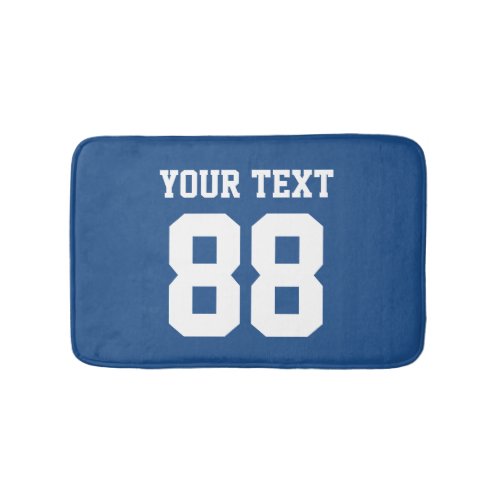 Custom blue sports jersey number non slip bath mat