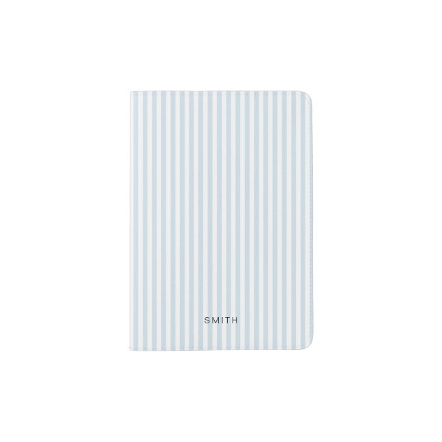 Custom Blue Stripe Coastal  Passport Holder (Front)