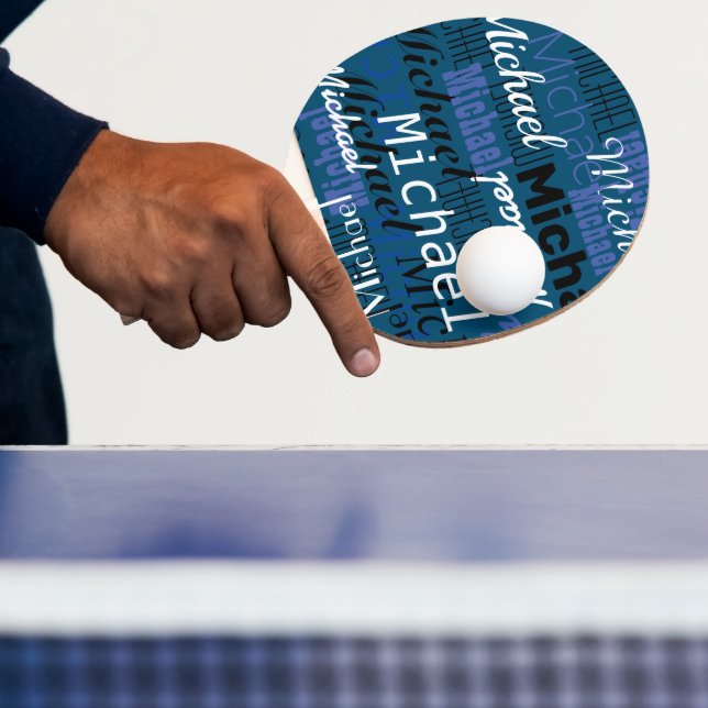 Custom Blue Table.Tennis Player's Name  Ping Pong Paddle (Insitu)