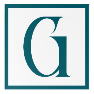 Custom Blue Teal Letter Monogram Retro Nursery Acrylic Print