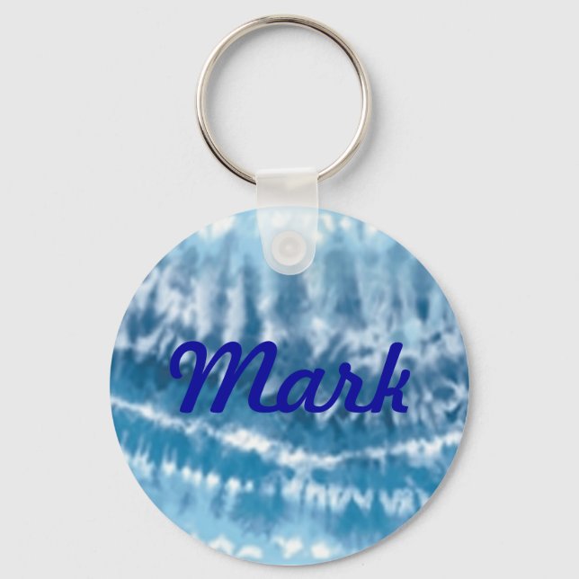 Custom Blue Tie Dye Key Chain (Front)