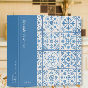 Custom Blue Tile Recipe 3 Ring Binder
