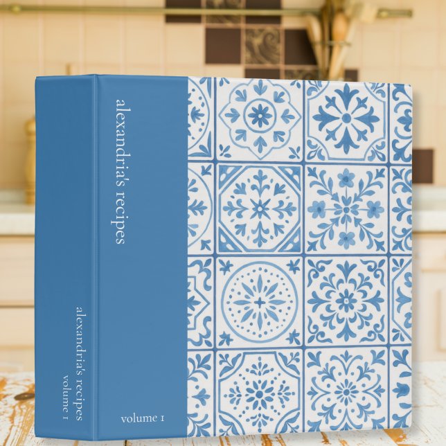 Custom Blue Tile Recipe 3 Ring Binder (Creator Uploaded)