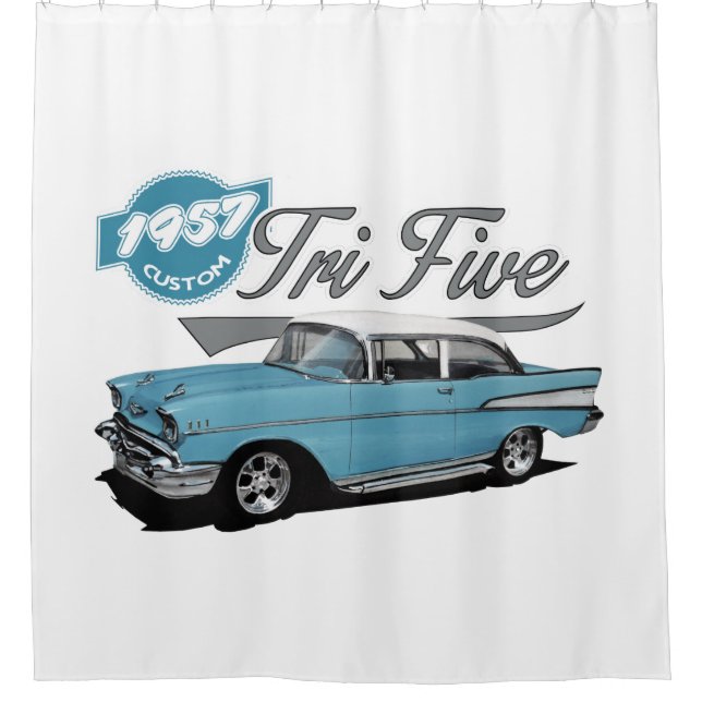 Custom Blue Tri Five Shower Curtain (Front)
