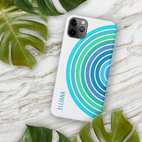 Custom Blue Turquoise Green Violet White Stripes iPhone 11 Pro Max Case