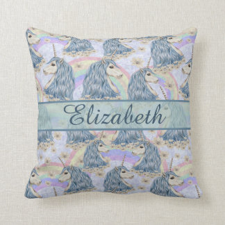 Custom Blue Unicorns to Personalize Throw Pillow