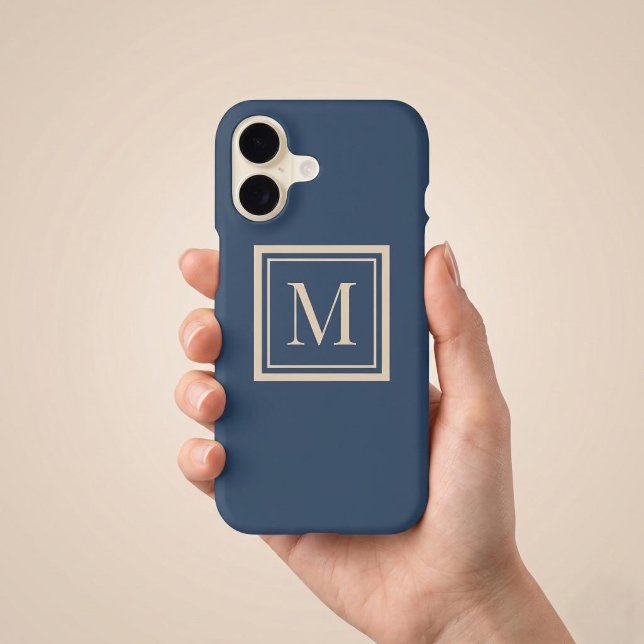 Custom Blue & Vanilla Framed Monogram Case-Mate iPhone Case (Creator Uploaded)