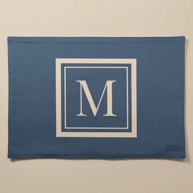 Custom Blue & Vanilla Framed Monogram Cloth Placemat (Creator Uploaded)