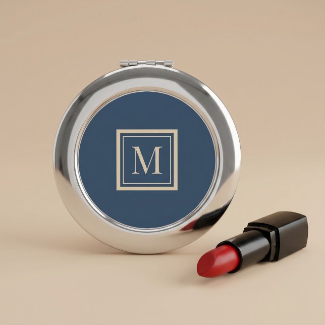 Custom Blue & Vanilla Framed Monogram Compact Mirror (Creator Uploaded)