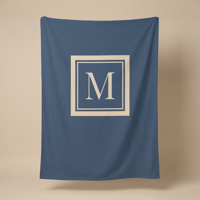 Custom Blue & Vanilla Framed Monogram Fleece Blanket (Creator Uploaded)