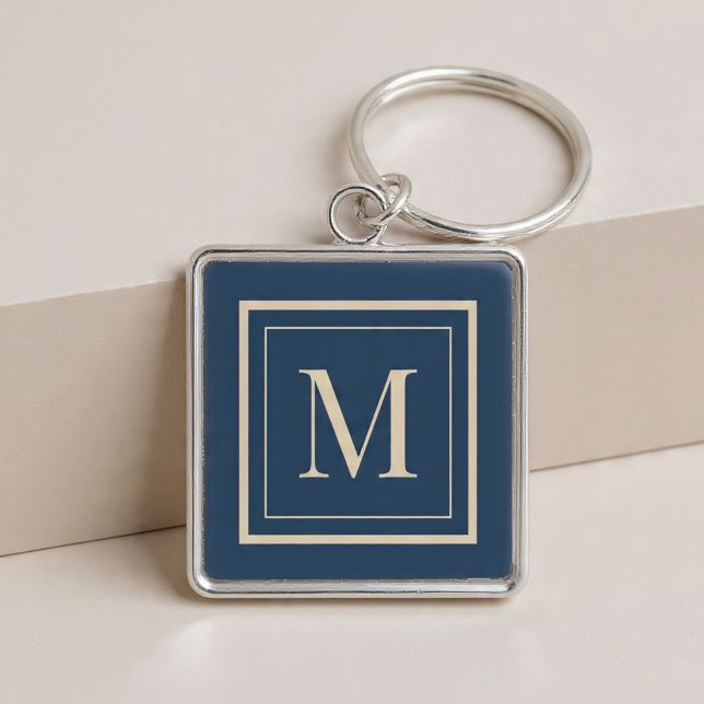 Custom Blue & Vanilla Framed Monogram Keychain (Creator Uploaded)