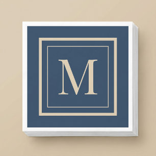 Custom Blue & Vanilla Framed Monogram Napkins