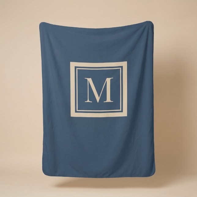 Custom Blue & Vanilla Framed Monogram Sherpa Blanket (Creator Uploaded)