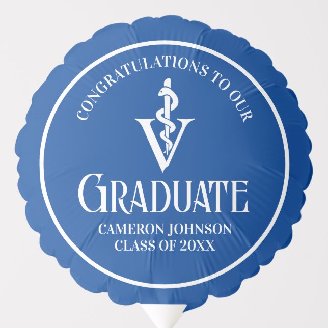 Custom Blue Veterinary School Graduation Party Balloon (Front)