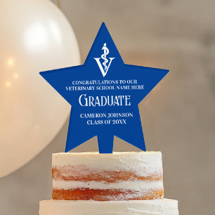 Custom Blue Veterinary School Graduation Party Cake Topper