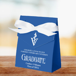 Custom Blue Veterinary School Graduation Party Favor Boxes