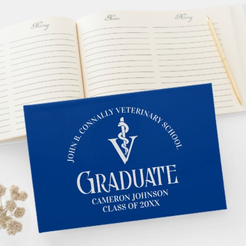 Custom Blue Veterinary School Graduation Party Guest Book