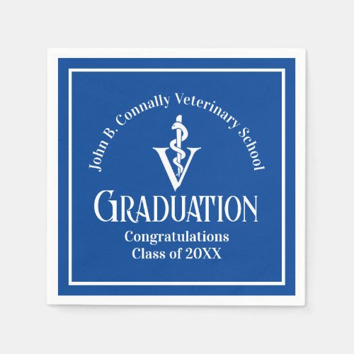 Custom Blue Veterinary School Graduation Party Napkins