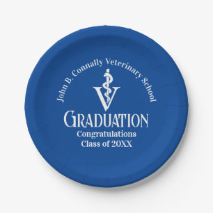 Custom Blue Veterinary School Graduation Party Paper Plates