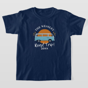 Custom Blue Vintage Camper Car Family Road Trip T-Shirt