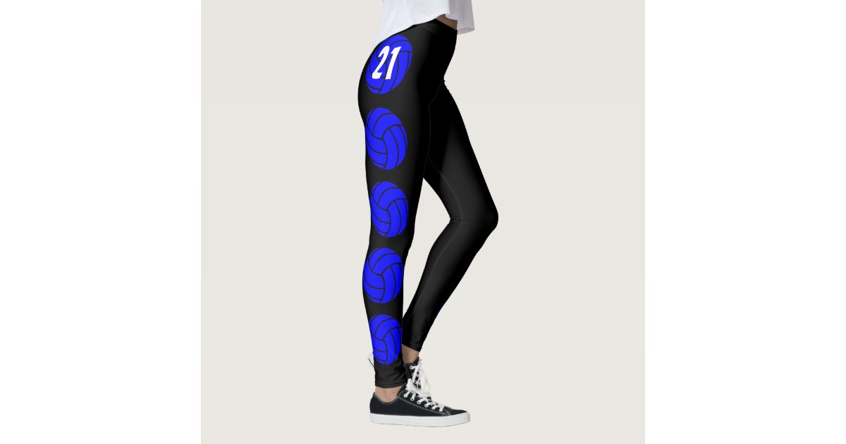 Blue Volleyball Custom Team Name & Player Number Leggings