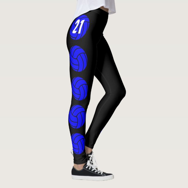 Custom Blue Volleyball Compression Pants Leggings (Right)