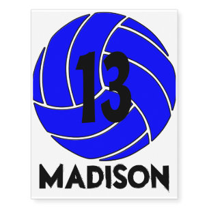 Custom Blue Volleyball Temporary Tattoo