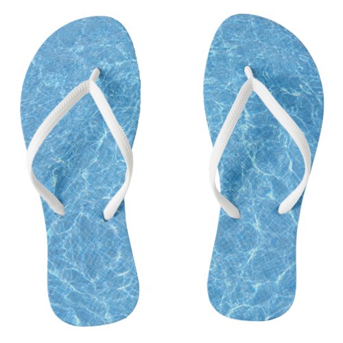 Custom Blue Water Aqua White Slim Straps Adult Flip Flops