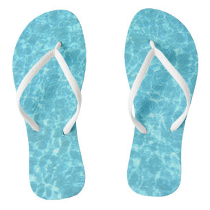 Custom Blue Water White Slim Straps Template Adult Flip Flops